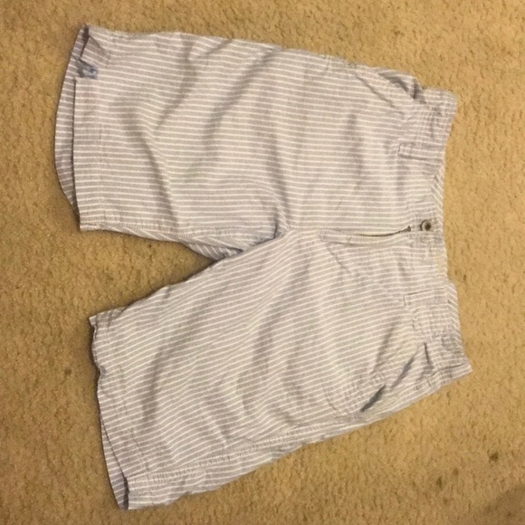 Express Light Blue Stripped Shorts Size was 31 - Picture 1 of 4